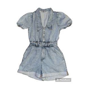 What We Wore Denim Romper Womens Size Small Blue One Piece